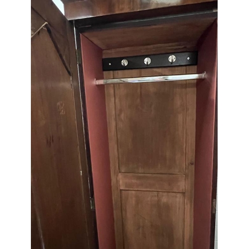 196 - Two mahogany single wardrobes or end cupboards (H203cm W73cm D50cm)