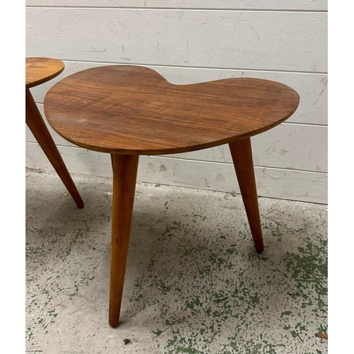 211 - Two teak Mid Century kidney side tables