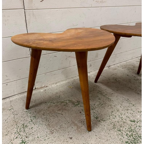 211 - Two teak Mid Century kidney side tables