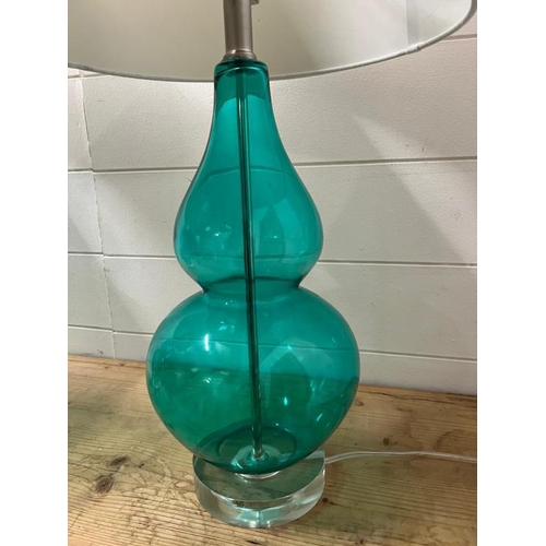 226 - A pair of glass curved table lamp in teal