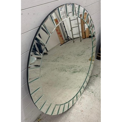 237 - A contemporary circular accent over mantel mirror by Astley (Dia114cm)