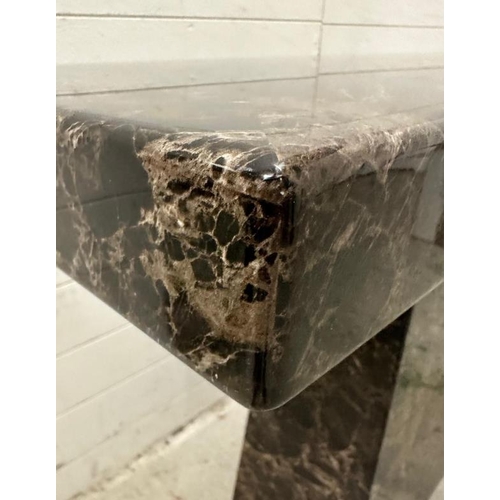 25 - A black marble pedestal console table (H120cm W140cm D40cm)