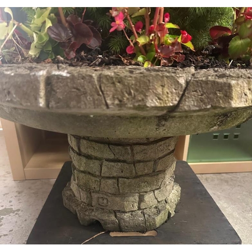 255 - A concrete brick effect planter with tree