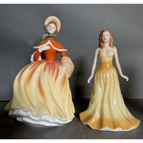 295 - Five Royal Doulton figures, On The First Day of Christmas, With Love, Autumn, Opal and Aquamarine