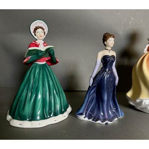 295 - Five Royal Doulton figures, On The First Day of Christmas, With Love, Autumn, Opal and Aquamarine