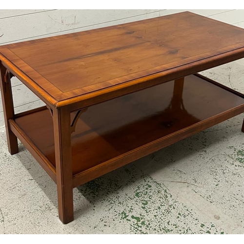 31 - A hardwood Bradley two tier coffee table (H55cm W123cm D62cm)