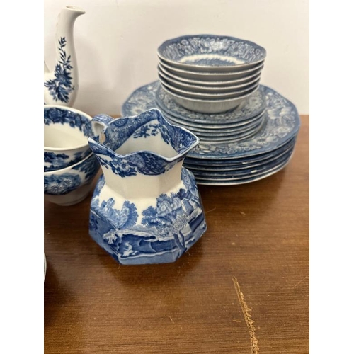 317 - A quantity of blue and white china various makers and ages