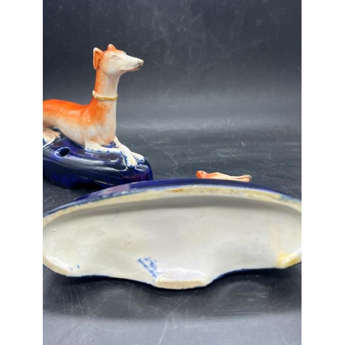 322 - A pair of quality Victorian Staffordshire greyhound inkwells