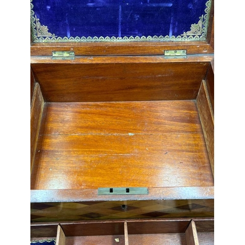 358 - Tunbridge ware work box opening to a fitted interior, the removable trays comes with adjustable comp... 