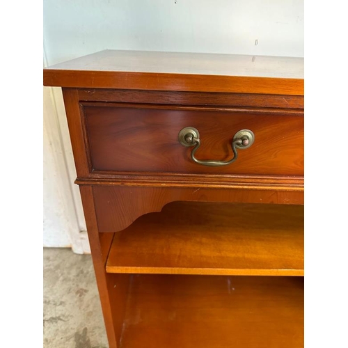 40 - A two drawer veneered side cabinet with shelf under (H78cm W79cm D32cm)