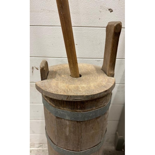 402 - A vintage metal banded milk churn