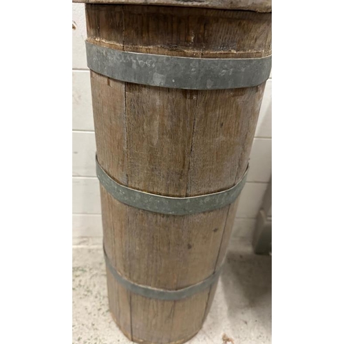 402 - A vintage metal banded milk churn