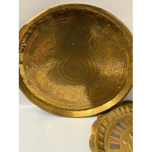 423 - Three Indian copper and brass trays