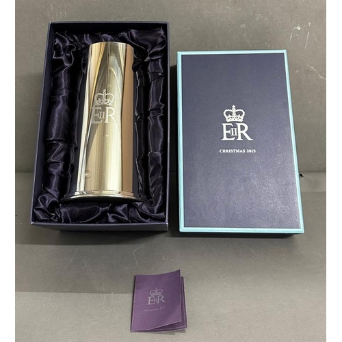 475 - A silver plated and stainless steel wine sleeve, a Christmas present 2015 from Queen Elizabeth II gi... 