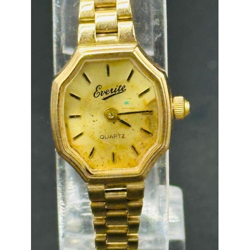 720 - A 9ct gold Everite Quartz ladies watch on 9ct gold bracelet with an approximate total weight of 14.2... 