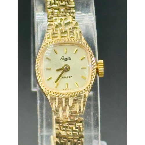 721 - A 9ct gold Everite ladies gold watch and 9ct gold braclet with an approximate weight of 10.2g