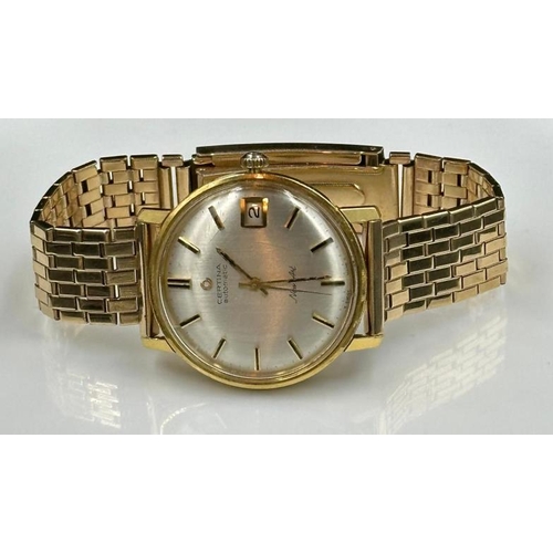 727 - A Vintage 9ct gold Certina Automatic New Art wristwatch on 9ct gold bracelet