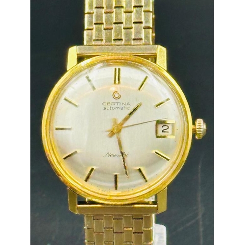 727 - A Vintage 9ct gold Certina Automatic New Art wristwatch on 9ct gold bracelet