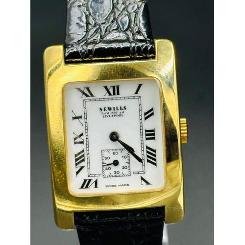 733 - A Sewills of Liverpool gold plated watch, model number 9453 - Prima, original box and papers.