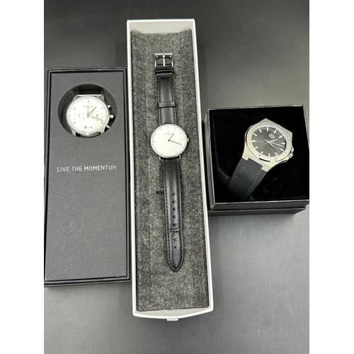 741 - Three wristwatches in their original boxes by: Nordgreen, Bruder and Detomasso