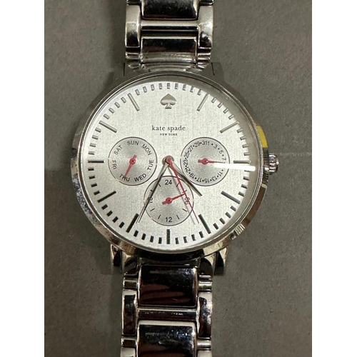 754 - A Kate Spade chronograph gentleman's wristwatch and a stainless steel ladies wristwatch with elastic... 