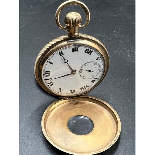 763 - A Brass Dennison Half Hunter pocket watch