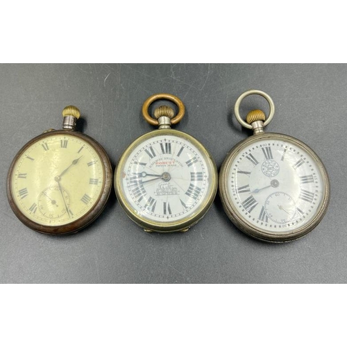 765 - A selection of three pocket watches AF including a Salta, marked GS/TP number 063055 to back.