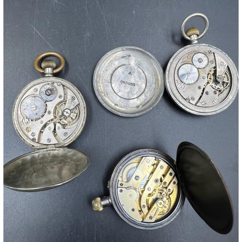 765 - A selection of three pocket watches AF including a Salta, marked GS/TP number 063055 to back.