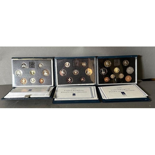 782 - Three UK proof coin collectors packs 1990, 1991 and 1992