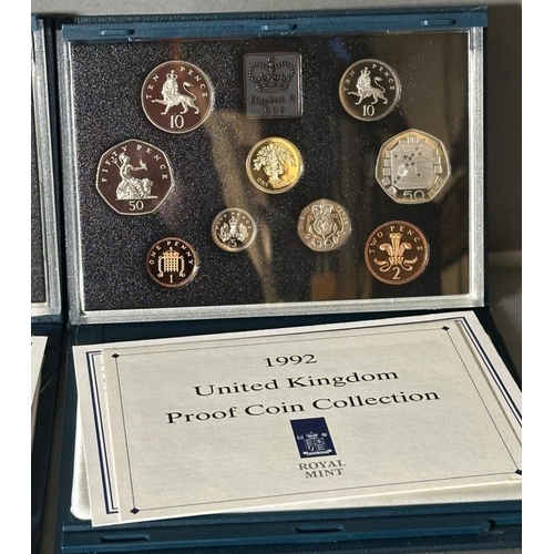 782 - Three UK proof coin collectors packs 1990, 1991 and 1992