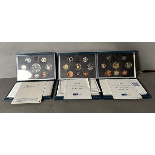 783 - Three UK proof coin collectors packs 1993, 1994 and 1995