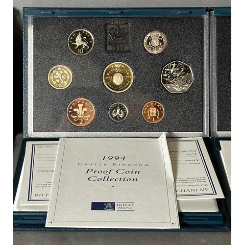 783 - Three UK proof coin collectors packs 1993, 1994 and 1995