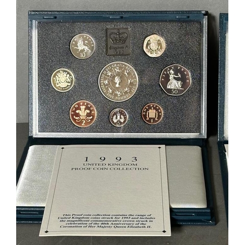 783 - Three UK proof coin collectors packs 1993, 1994 and 1995