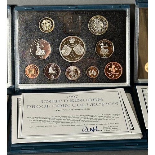 784 - Three UK proof coin collectors packs 1996, 1997 and 1999