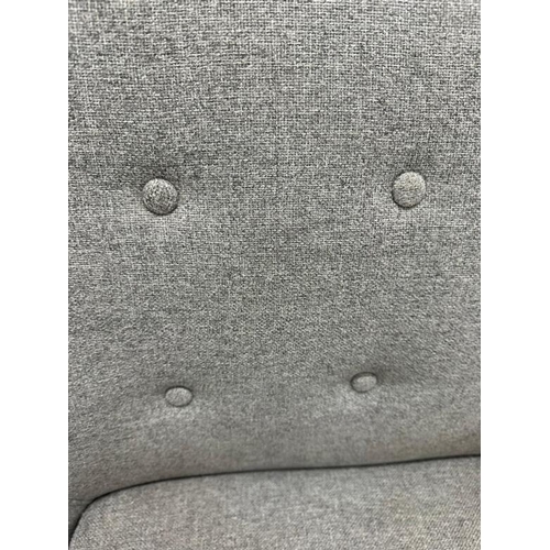 85 - A grey upholstered contemporary button back arm chair