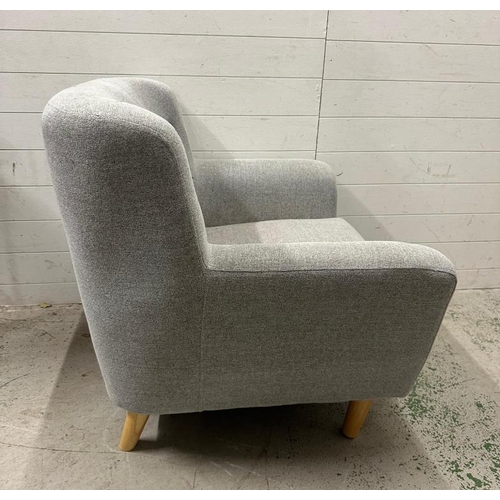 85 - A grey upholstered contemporary button back arm chair