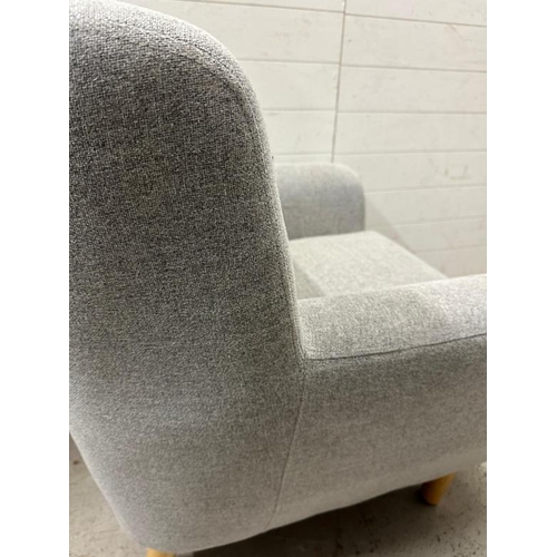 85 - A grey upholstered contemporary button back arm chair