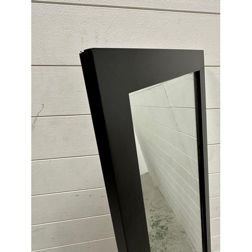 87 - A black framed easel backed bedroom mirror 40cm x 158cm