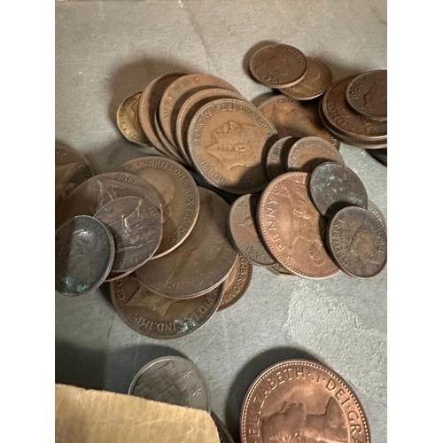 121 - A large selection of coins mainly English copper, various denominations and years along with some wo... 