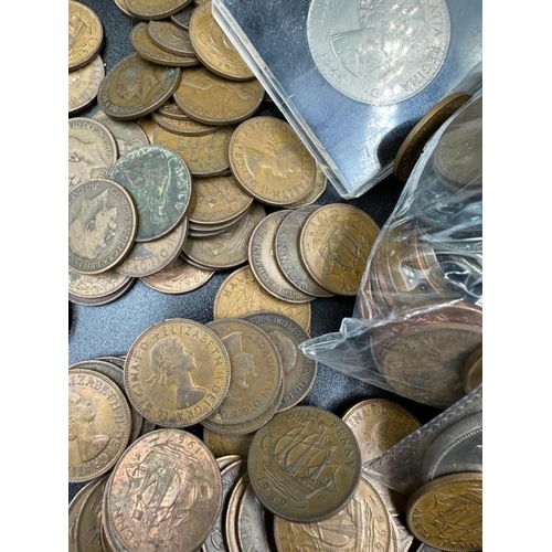 127 - A quantity of British pre decimal coins in German biscuit tin