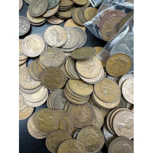 127 - A quantity of British pre decimal coins in German biscuit tin