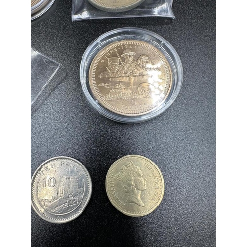 128 - Gibralter coins, including silver fourteen ecus ten pounds, and three five pound crowns