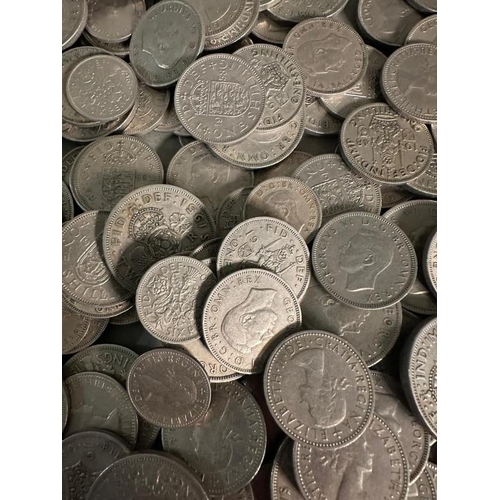 129 - A quantity of UK silver content coinage to include shillings, two shilling and six pence