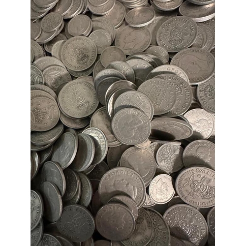 130 - A quantity of UK silver content coinage to include shillings, two shilling and six pence