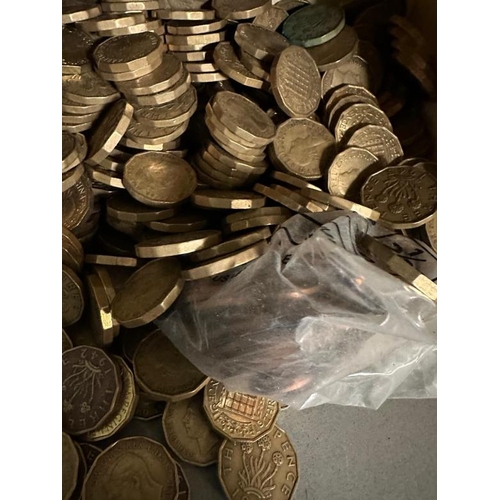 132 - A large quantity of Uk coinage, various ages and denomination to include pre and post war three penc... 