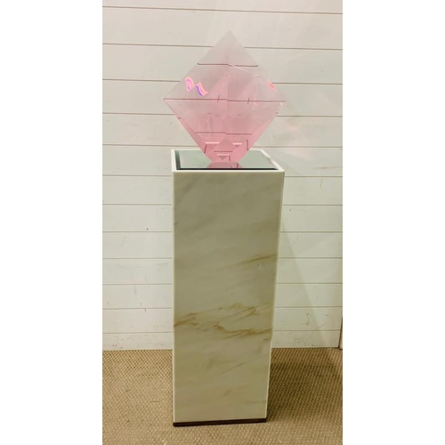 162 - Jan-Joop Ruisch Optical Glass Pink Diamond sculpture on plinth (diamond H46cm W42cm plinth H100cm Sq... 