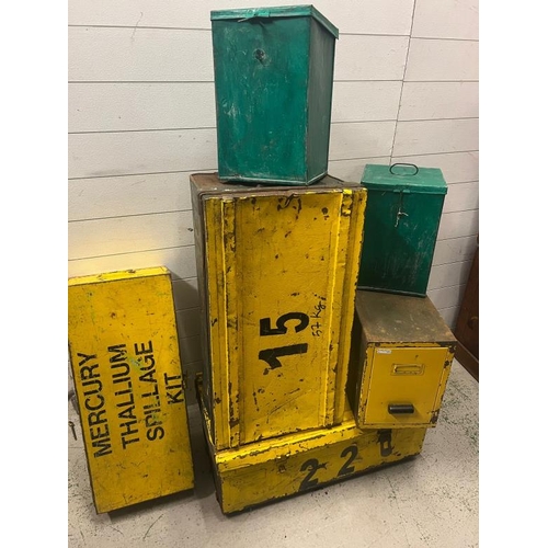 197 - A collection of metal trunks