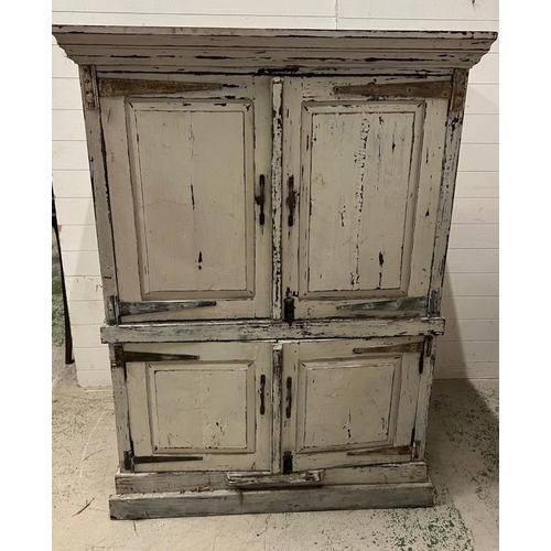 218 - A large French style painted house keeper cupboard with panelled front (H1165cm W120cm D76cm)