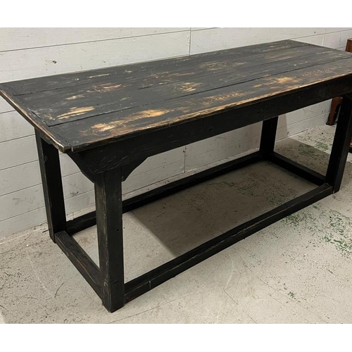 224 - Industrial style painted pine refectory table (H77cm W180cm D67cm)