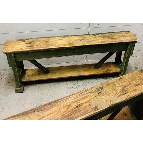 225 - A pair of farm house style benches (H50cm W124cm D18cm)